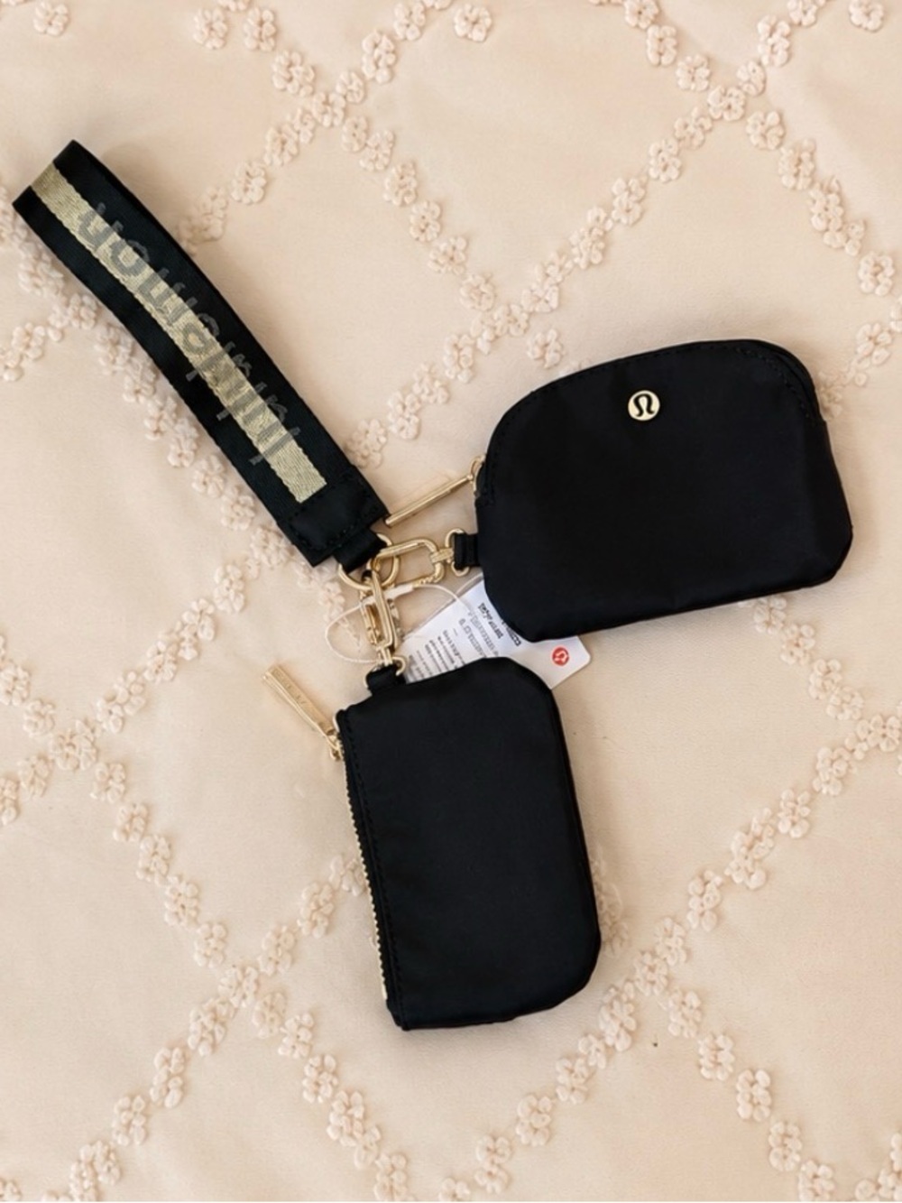Rare & Sold Out! lululemon athletica Black and Gold Dual Pouch
